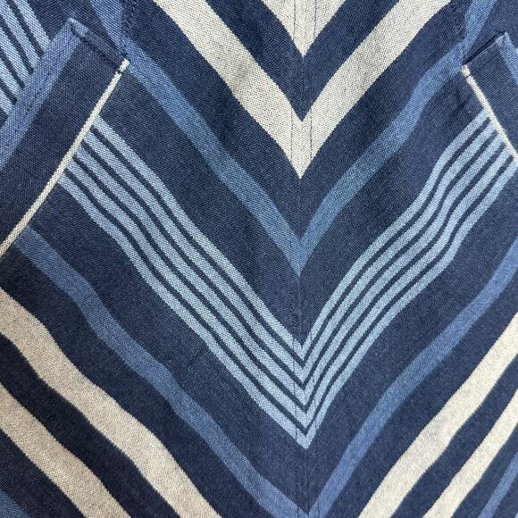 Anthropologie Maeve Antonia Blue Chevron Striped Cotton Dress - Size 4 Petite - Picture 4 of 10